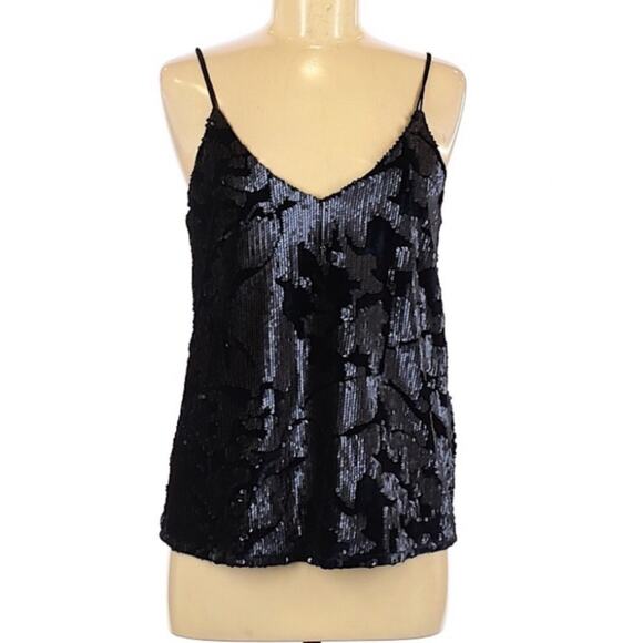 NWT Ro & De Navy Sequin Velvet Top Size M - Picture 9 of 11
